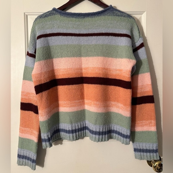 SUNDANCE Small Isabella Roll Neck Striped Wool Blend Pullover Sweater Warm Cozy - Picture 9 of 9